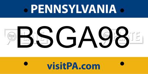 BSGA98 Pennsylvania License Plate