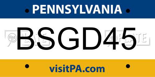BSGD45 Pennsylvania License Plate