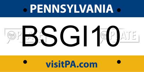 BSGI10 Pennsylvania License Plate