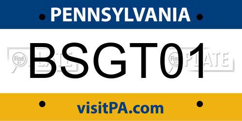 BSGT01 Pennsylvania License Plate