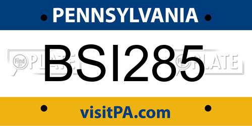 BSI285 Pennsylvania License Plate