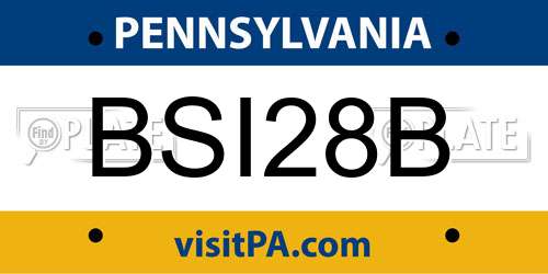 BSI28B Pennsylvania License Plate