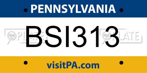 BSI313 Pennsylvania License Plate
