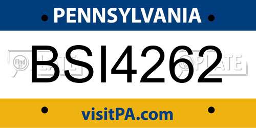 BSI4262 Pennsylvania License Plate