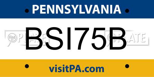 BSI75B Pennsylvania License Plate