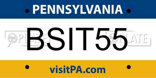 BSIT55 Pennsylvania License Plate