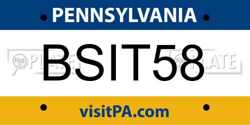 BSIT58 Pennsylvania License Plate