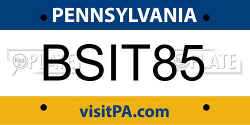 BSIT85 Pennsylvania License Plate
