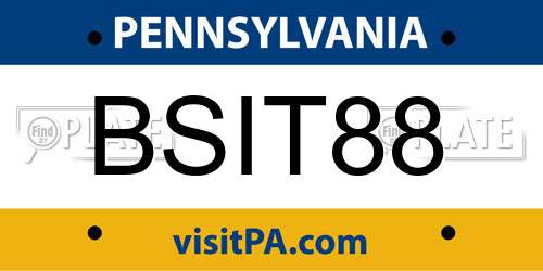 BSIT88 Pennsylvania License Plate