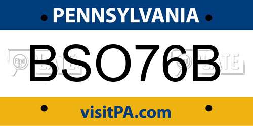 BSO76B Pennsylvania License Plate