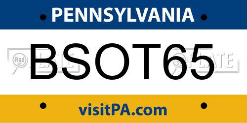 BSOT65 Pennsylvania License Plate
