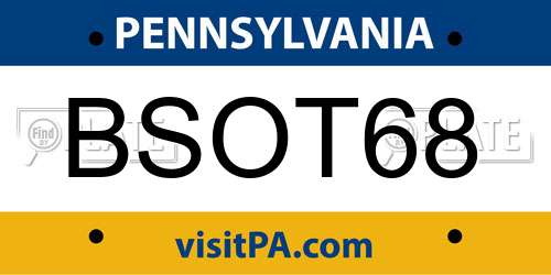 BSOT68 Pennsylvania License Plate