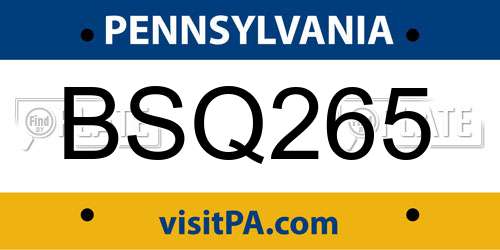BSQ265 Pennsylvania License Plate