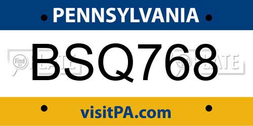 BSQ768 Pennsylvania License Plate
