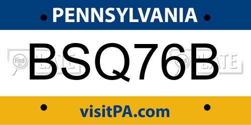 BSQ76B Pennsylvania License Plate