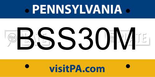 BSS30M Pennsylvania License Plate