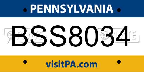 BSS8034 Pennsylvania License Plate