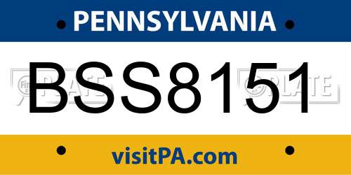 BSS8151 Pennsylvania License Plate