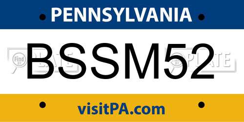BSSM52 Pennsylvania License Plate