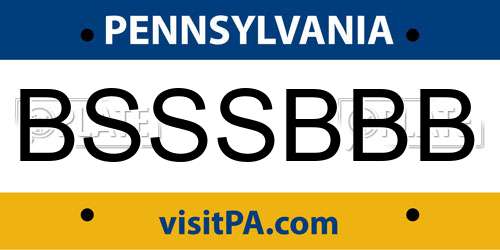 BSSSBBB Pennsylvania License Plate