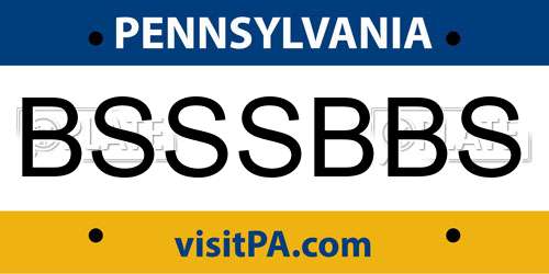 BSSSBBS Pennsylvania License Plate