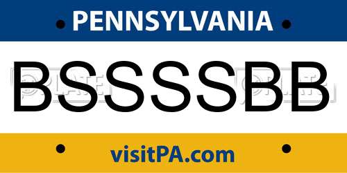 BSSSSBB Pennsylvania License Plate
