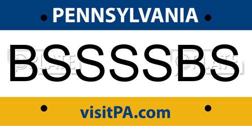 BSSSSBS Pennsylvania License Plate