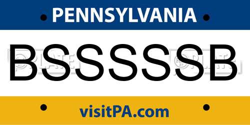 BSSSSSB Pennsylvania License Plate