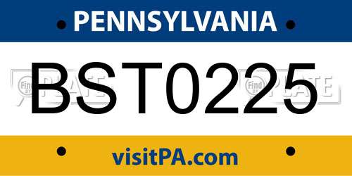 BST0225 Pennsylvania License Plate