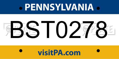 BST0278 Pennsylvania License Plate