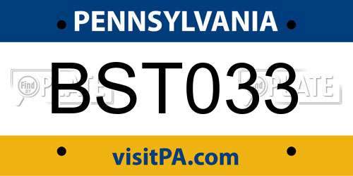 BST033 Pennsylvania License Plate