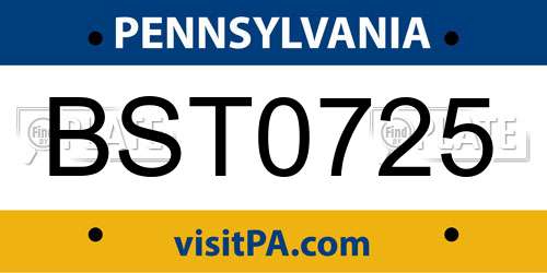 BST0725 Pennsylvania License Plate