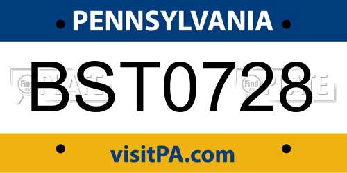 BST0728 Pennsylvania License Plate