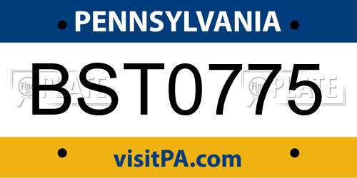 BST0775 Pennsylvania License Plate