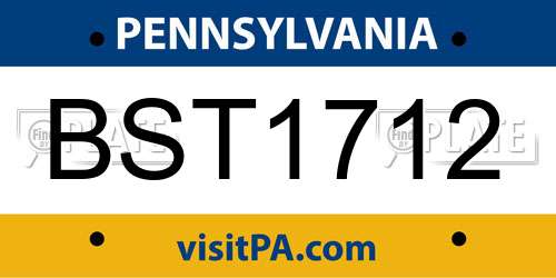 BST1712 Pennsylvania License Plate