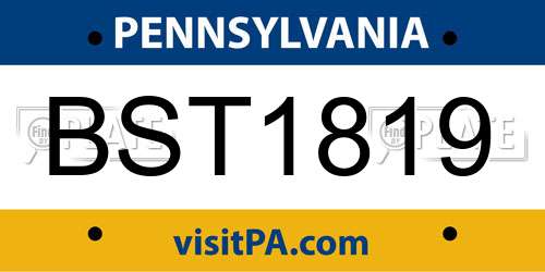 BST1819 Pennsylvania License Plate
