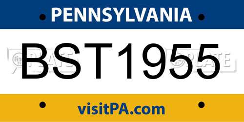 BST1955 Pennsylvania License Plate