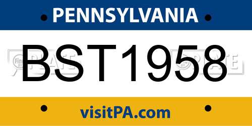 BST1958 Pennsylvania License Plate