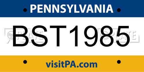 BST1985 Pennsylvania License Plate