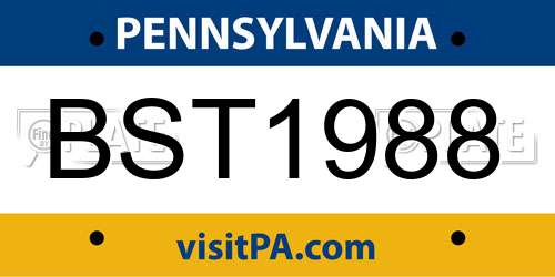 BST1988 Pennsylvania License Plate