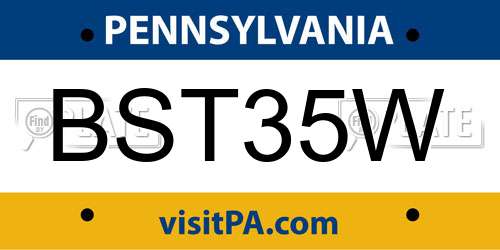 BST35W Pennsylvania License Plate