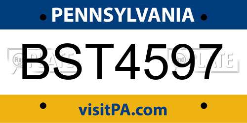BST4597 Pennsylvania License Plate
