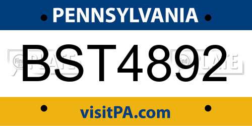 BST4892 Pennsylvania License Plate