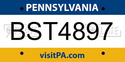 BST4897 Pennsylvania License Plate