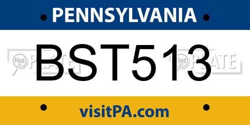 BST513 Pennsylvania License Plate