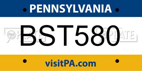 BST580 Pennsylvania License Plate
