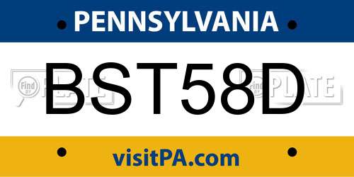BST58D Pennsylvania License Plate