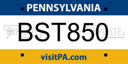BST850 Pennsylvania License Plate