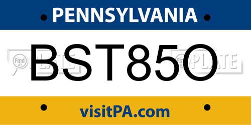 BST85O Pennsylvania License Plate