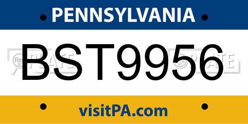 BST9956 Pennsylvania License Plate